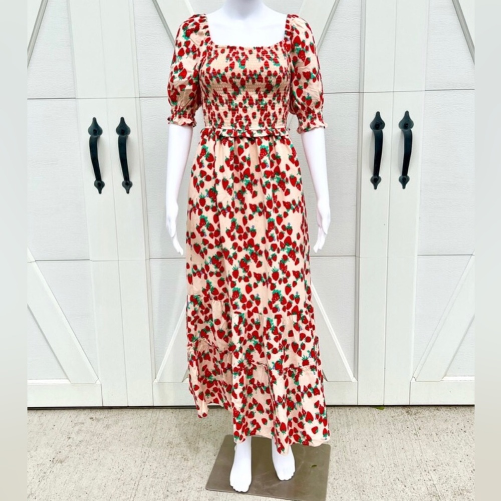 Betsey Johnson Strawberry Fields Maxi Dress NWT